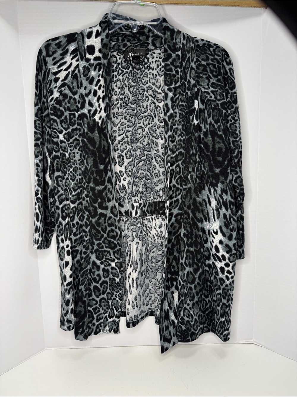 AB Studio Black & Gray Leopard Print Cardigan
